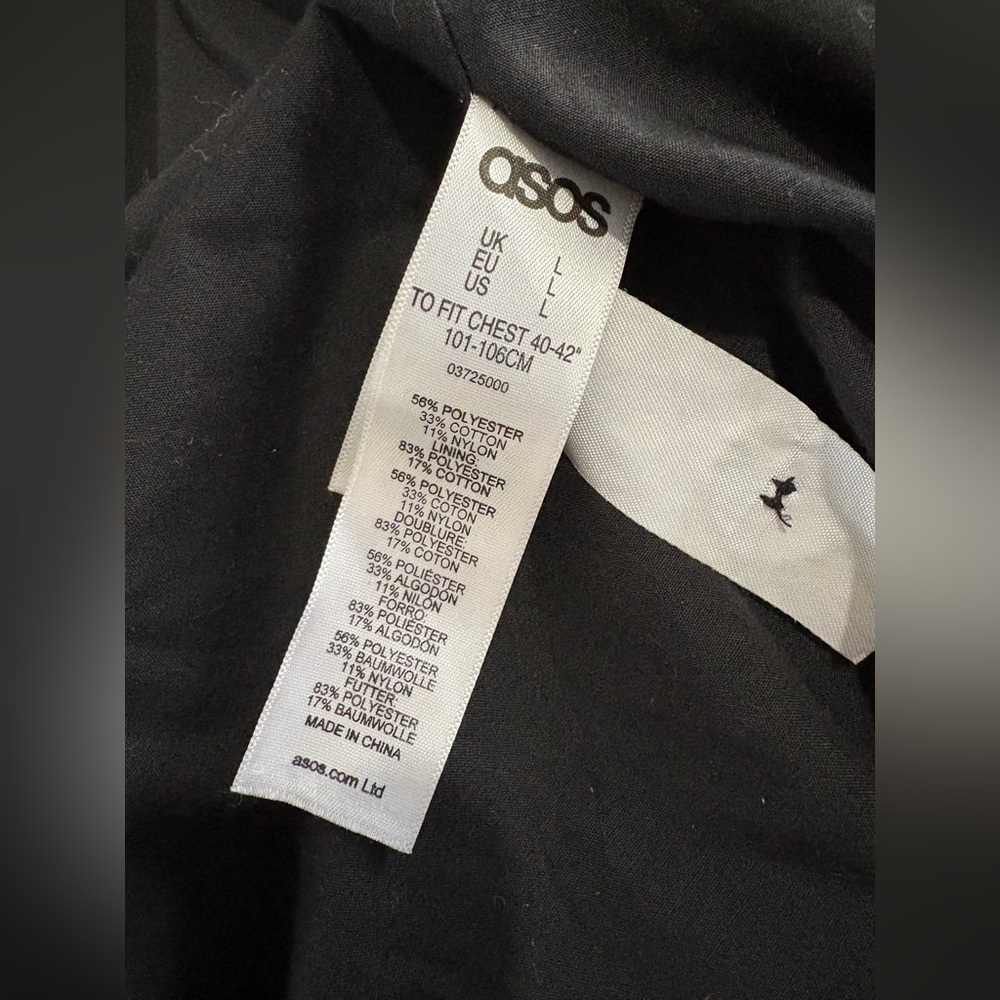 ASOS men’s black cross over jacket size large hooded with buttons - Picture 5 of 9